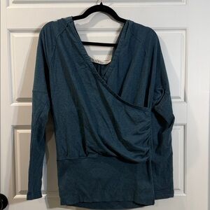 Free People Beach Teal Faux Wrap Open Back Top large